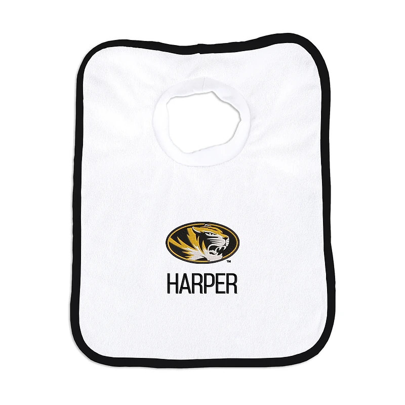 Infant Chad & Jake White Missouri Tigers Primary Personalized Pullover Bib