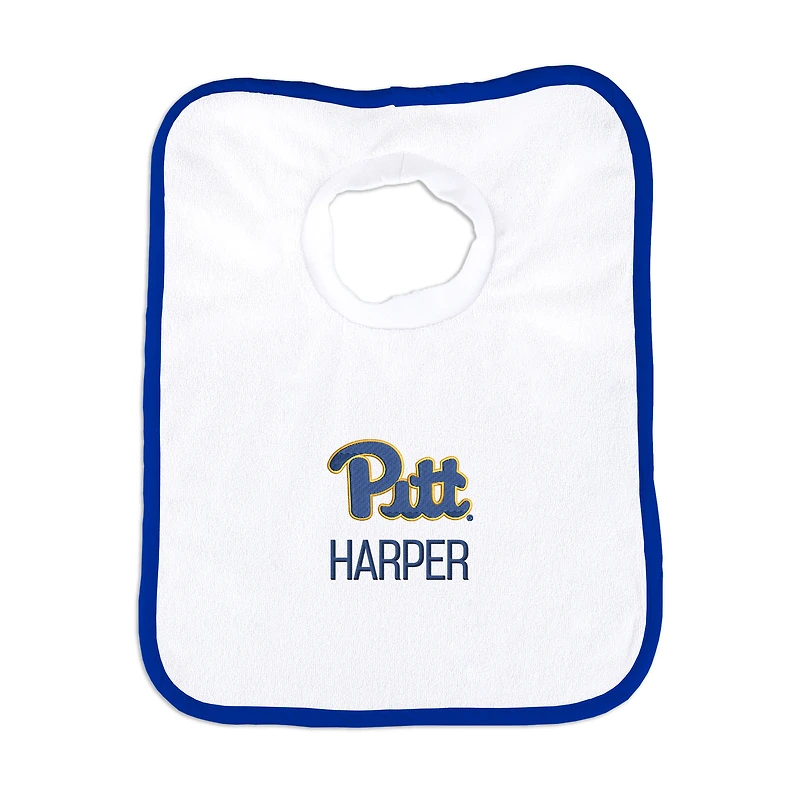 Infant Chad & Jake White Pitt Panthers Primary Personalized Pullover Bib