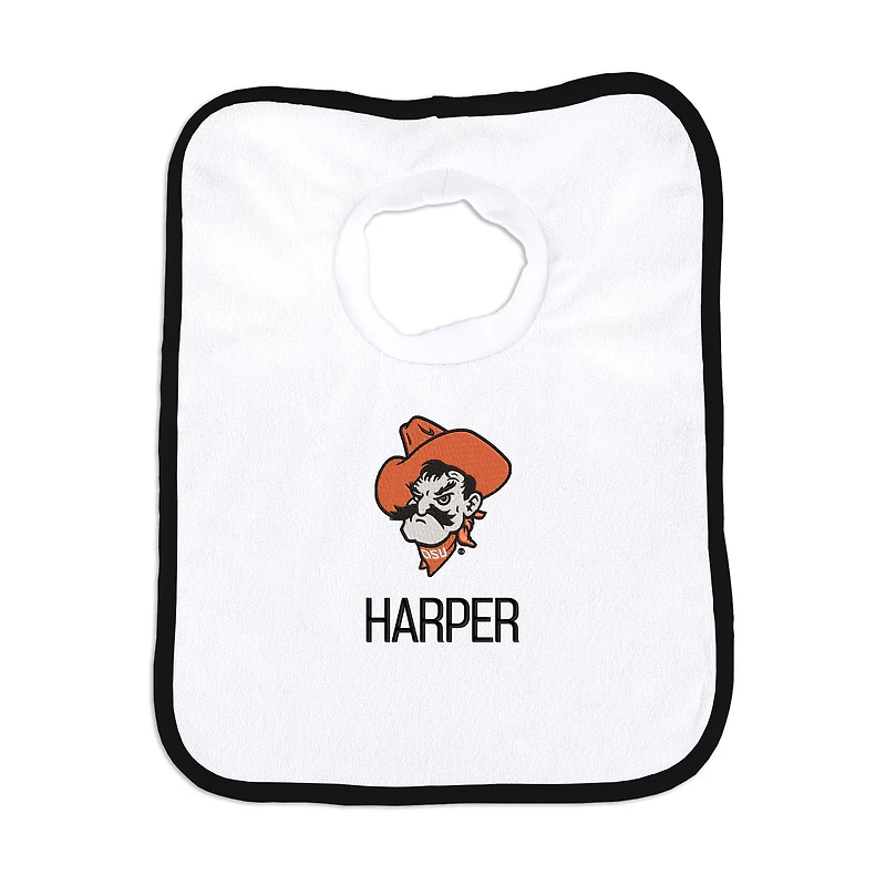 Infant Chad & Jake White Oklahoma State Cowboys Mascot Personalized Pullover Bib