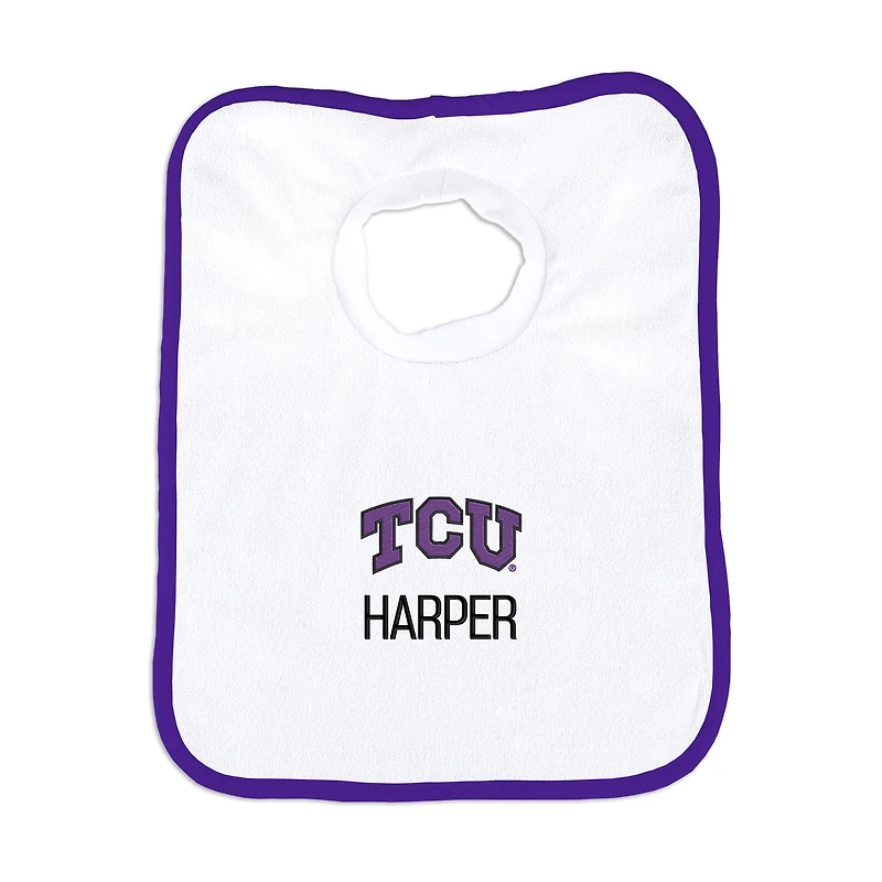 Infant Chad & Jake White TCU Horned Frogs Primary Personalized Pullover Bib