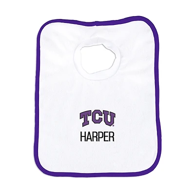 Infant Chad & Jake White TCU Horned Frogs Primary Personalized Pullover Bib