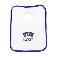 Infant Chad & Jake White TCU Horned Frogs Primary Personalized Pullover Bib