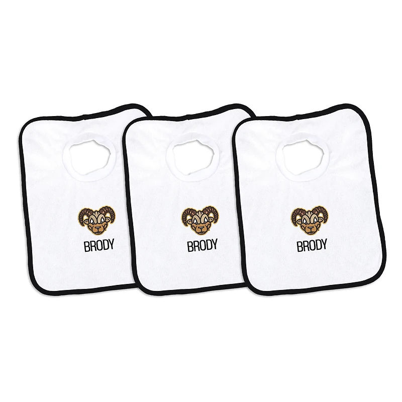 Infant Chad & Jake White VCU Rams Mascot Personalized 3-Pack Pullover Bib Set
