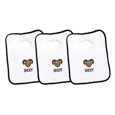 Infant Chad & Jake White VCU Rams Mascot Personalized 3-Pack Pullover Bib Set