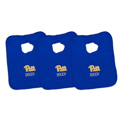 Infant Chad & Jake Blue Pitt Panthers Primary Personalized 3-Pack Pullover Bib Set