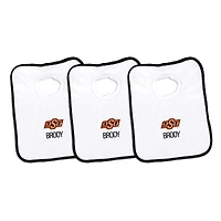 Infant Chad & Jake White Oklahoma State Cowboys Primary Personalized 3-Pack Pullover Bib Set
