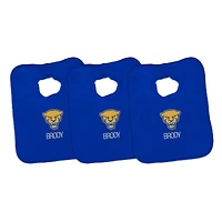 Infant Chad & Jake Blue Pitt Panthers Mascot Personalized 3-Pack Pullover Bib Set