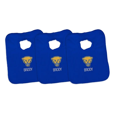 Infant Chad & Jake Blue Pitt Panthers Mascot Personalized 3-Pack Pullover Bib Set