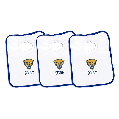 Infant Chad & Jake White Pitt Panthers Mascot Personalized 3-Pack Pullover Bib Set