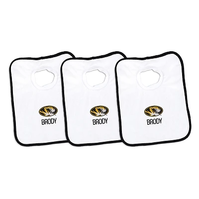 Infant Chad & Jake White Missouri Tigers Primary Personalized 3-Pack Pullover Bib Set