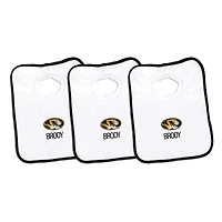 Infant Chad & Jake White Missouri Tigers Primary Personalized 3-Pack Pullover Bib Set