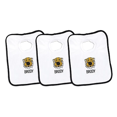 Infant Chad & Jake White Missouri Tigers Mascot Personalized 3-Pack Pullover Bib Set