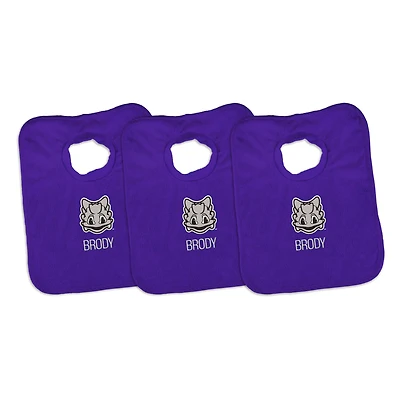 Infant Chad & Jake TCU Horned Frogs Mascot Personalized 3-Pack Pullover Bib Set