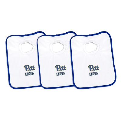 Infant Chad & Jake White Pitt Panthers Primary Personalized 3-Pack Pullover Bib Set