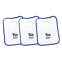 Infant Chad & Jake White Pitt Panthers Primary Personalized 3-Pack Pullover Bib Set