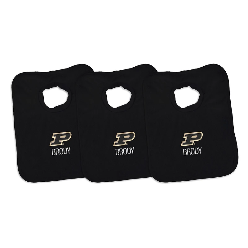 Infant Chad & Jake Purdue Boilermakers Primary Personalized 3-Pack Pullover Bib Set