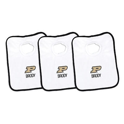 Infant Chad & Jake White Purdue Boilermakers Primary Personalized 3-Pack Pullover Bib Set