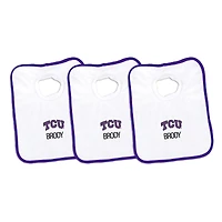 Infant Chad & Jake White TCU Horned Frogs Primary Personalized 3-Pack Pullover Bib Set
