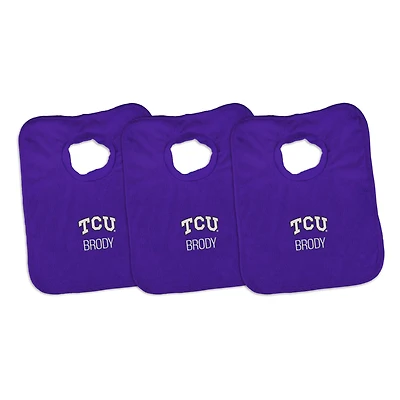 Infant Chad & Jake TCU Horned Frogs Primary Personalized 3-Pack Pullover Bib Set