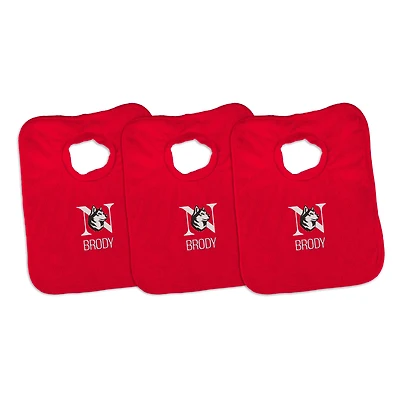 Infant Chad & Jake Red Northeastern Huskies Primary Personalized 3-Pack Pullover Bib Set