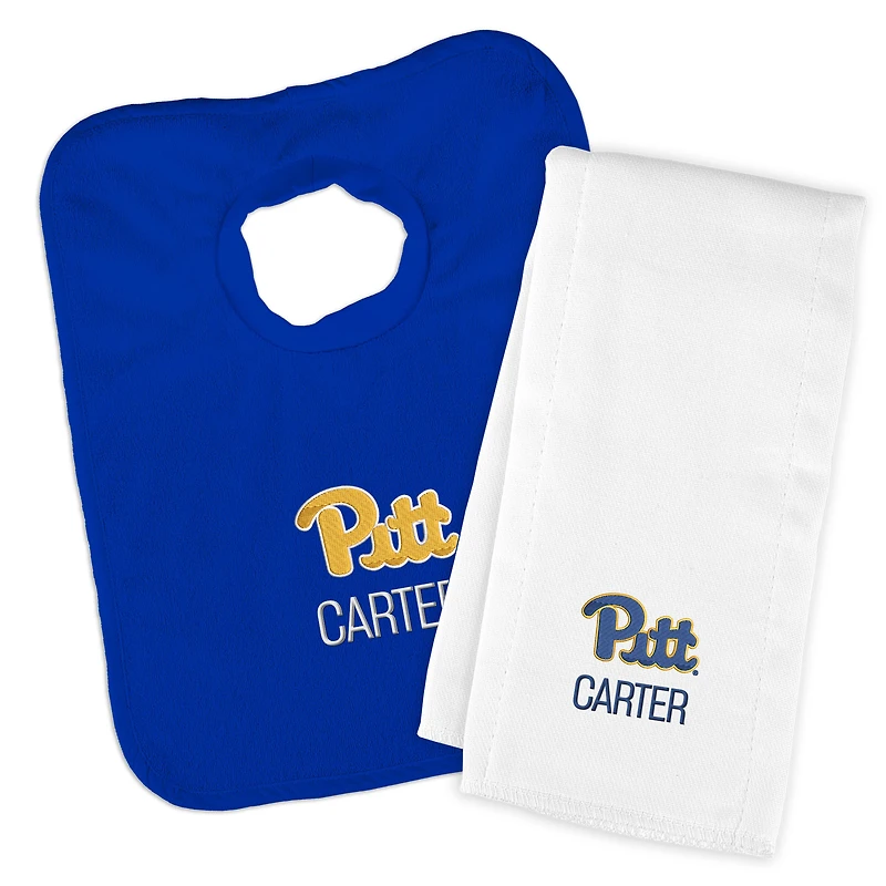 Infant Chad & Jake Blue Pitt Panthers Primary Personalized Pullover Bib & Burp Cloth Set