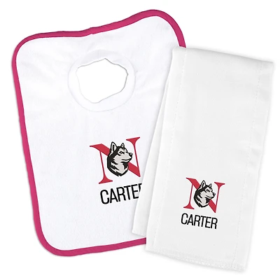 Infant Chad & Jake Northeastern Huskies Primary Personalized Pullover Bib & Burp Cloth Set