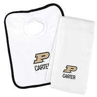 Infant Chad & Jake White Purdue Boilermakers Primary Personalized Pullover Bib & Burp Cloth Set