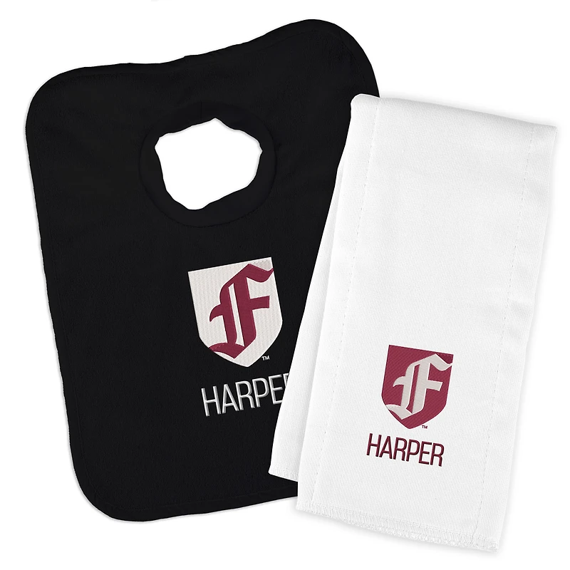 Infant Chad & Jake Black Fordham Rams Primary Personalized Pullover Bib & Burp Cloth Set