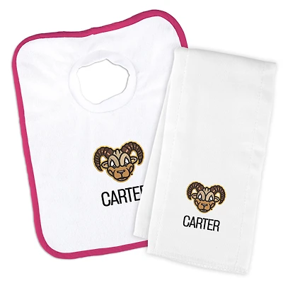 Infant Chad & Jake VCU Rams Mascot Personalized Pullover Bib & Burp Cloth Set