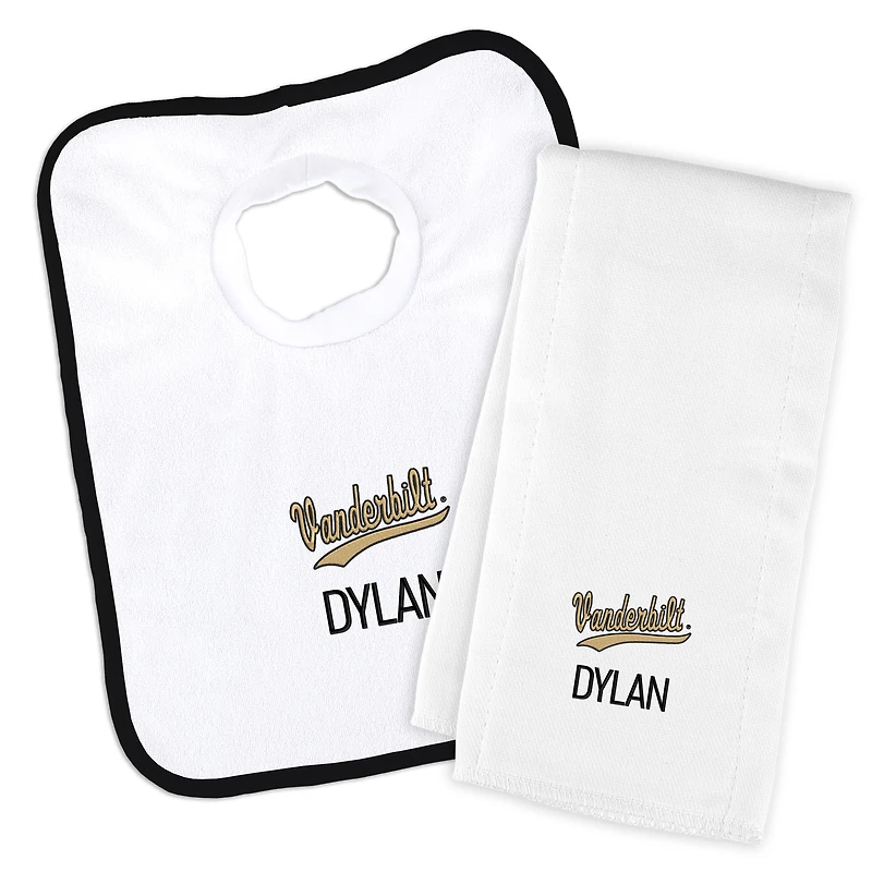 Infant Chad & Jake White Vanderbilt Commodores Wordmark Personalized Pullover Bib & Burp Cloth Set