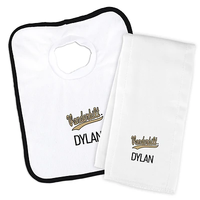 Infant Chad & Jake White Vanderbilt Commodores Wordmark Personalized Pullover Bib & Burp Cloth Set