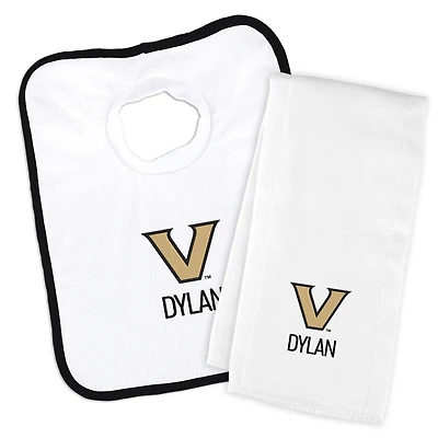 Infant Chad & Jake White Vanderbilt Commodores Primary Personalized Pullover Bib & Burp Cloth Set