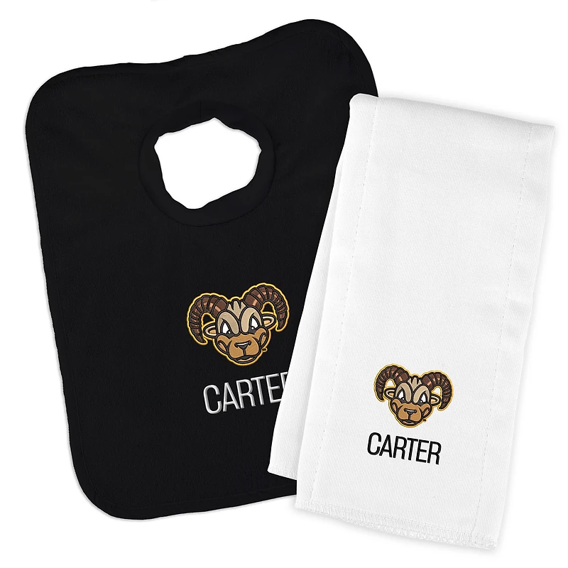 Infant Chad & Jake Black VCU Rams Mascot Personalized Pullover Bib & Burp Cloth Set