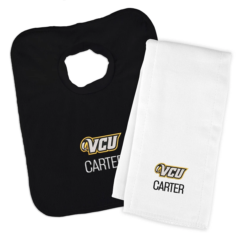 Infant Chad & Jake Black VCU Rams Primary Personalized Pullover Bib & Burp Cloth Set