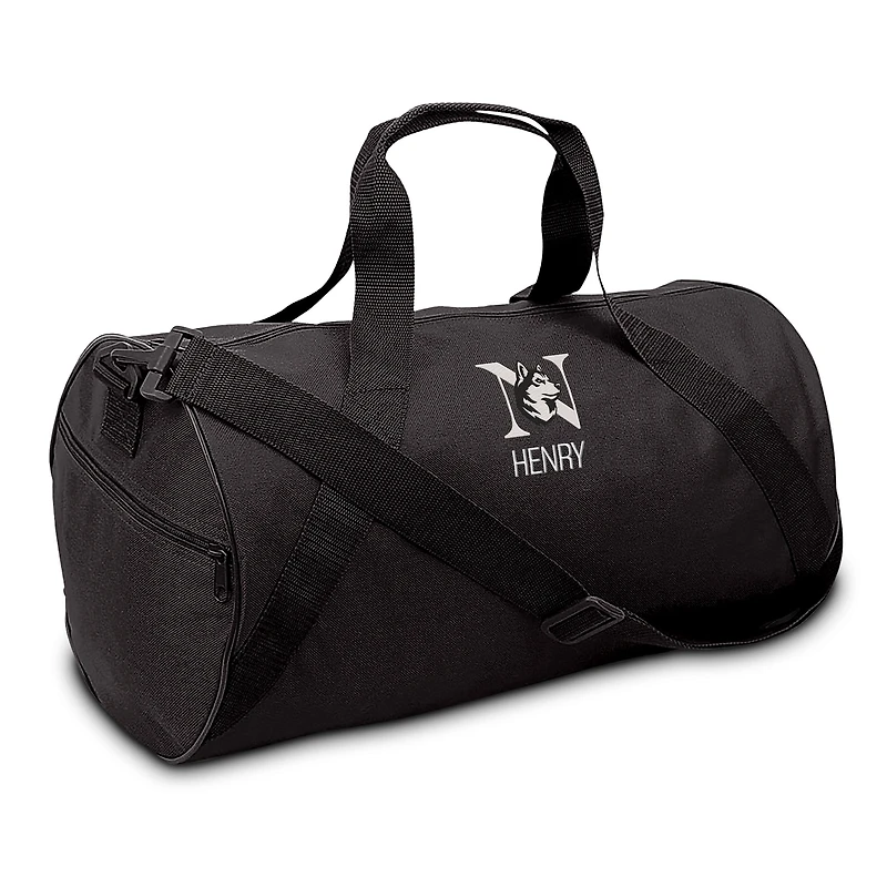 Chad & Jake Black Northeastern Huskies Primary Personalized Duffel Bag