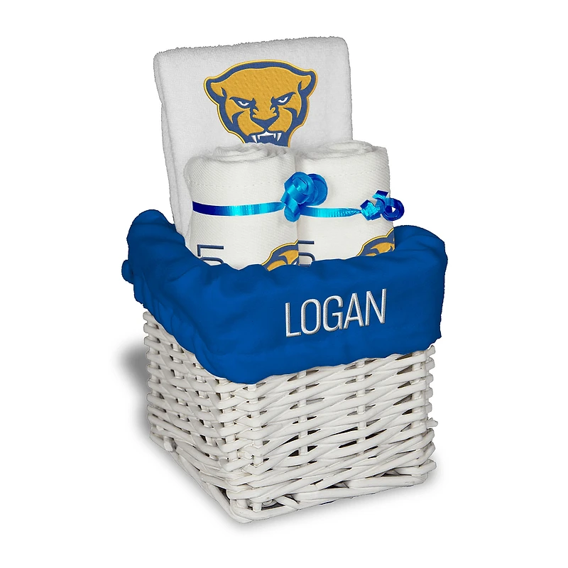 Chad & Jake White Pitt Panthers Mascot Personalized Small Gift Basket