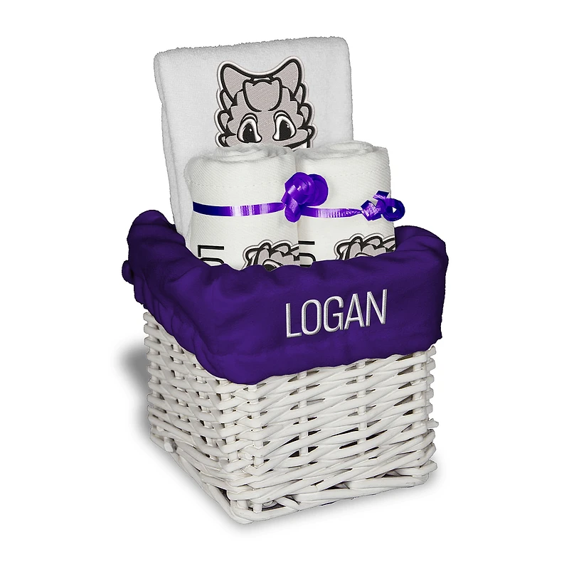 Chad & Jake White TCU Horned Frogs Mascot Personalized Small Gift Basket