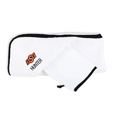 Infant Chad & Jake White Oklahoma State Cowboys Primary Personalized Hooded Towel & Mitt Set