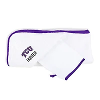 Infant Chad & Jake White TCU Horned Frogs Primary Personalized Hooded Towel & Mitt Set