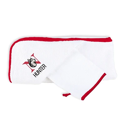Infant Chad & Jake White Northeastern Huskies Primary Personalized Hooded Towel & Mitt Set