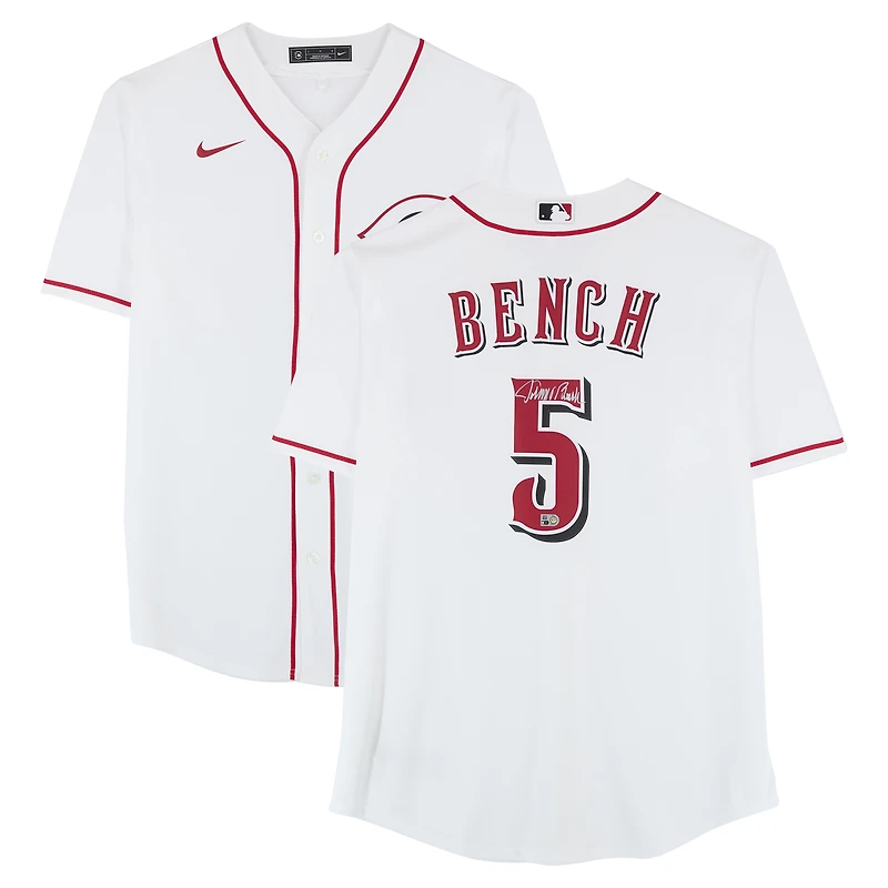 Johnny Bench Cincinnati Reds Autographed White Nike Replica Jersey