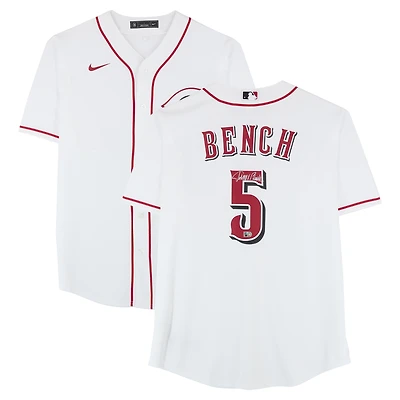 Johnny Bench Cincinnati Reds Autographed White Nike Replica Jersey