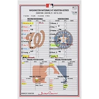Washington Nationals Game-Used Lineup Card vs. Houston Astros on July 30, 2025