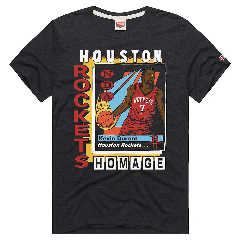 Unisex Homage Kevin Durant Charcoal Houston Rockets Trading Card Tri-Blend T-Shirt