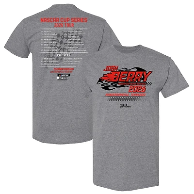 Men's Checkered Flag Sports  Heather Charcoal Josh Berry 2026 NASCAR Schedule T-Shirt
