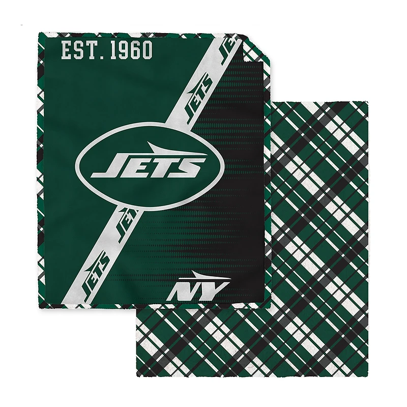 Pegasus New York Jets 60" x 80" Digital Dash Two-Sided Checkered Ultra Cozy Sherpa Blanket