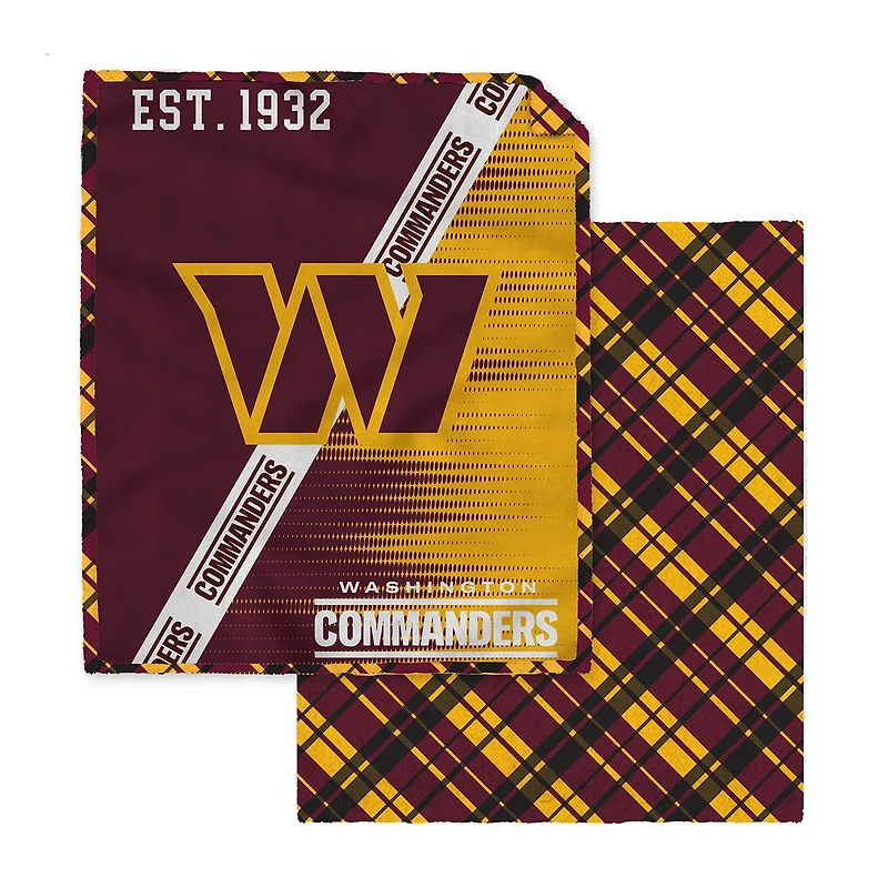 Pegasus Washington Commanders 60" x 80" Digital Dash Two-Sided Checkered Ultra Cozy Sherpa Blanket