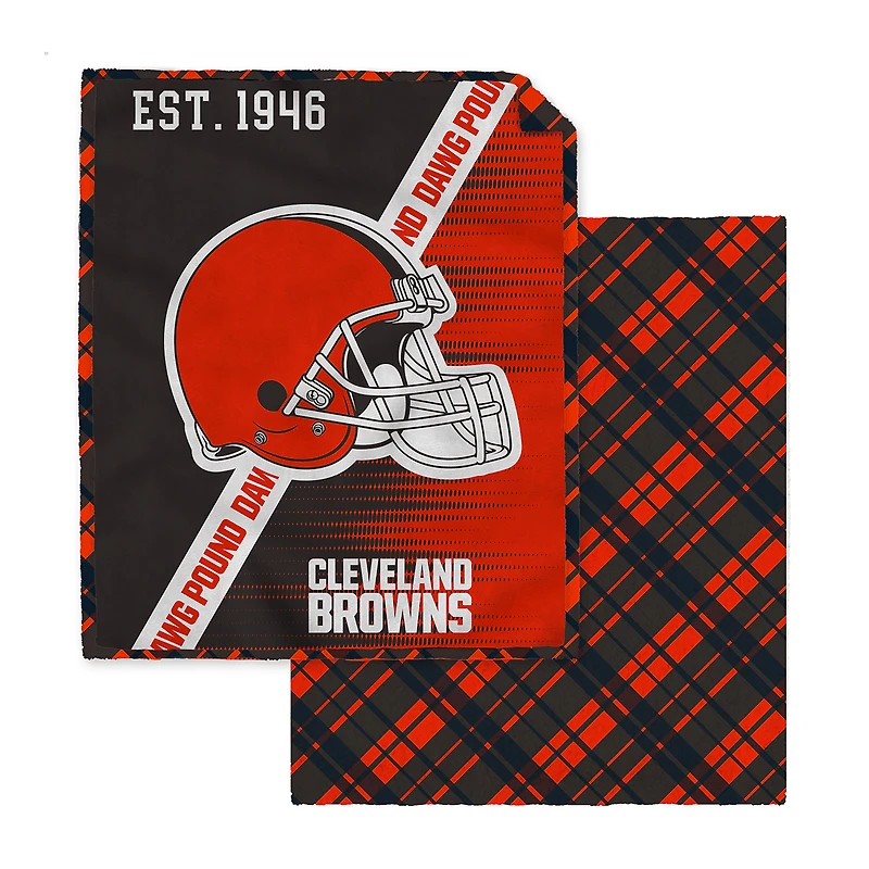 Pegasus Cleveland Browns 60" x 80" Digital Dash Two-Sided Checkered Ultra Cozy Sherpa Blanket