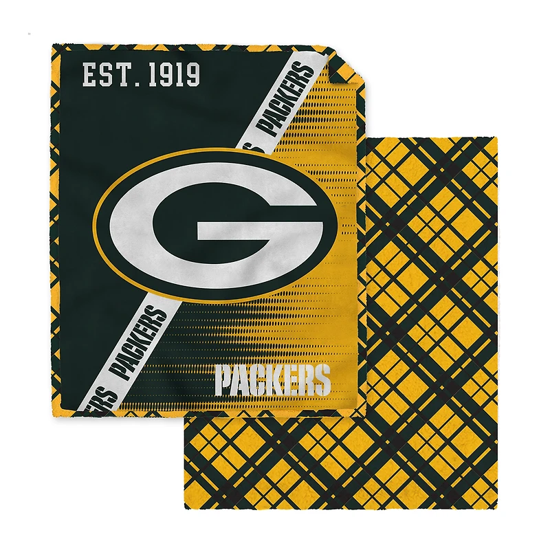 Pegasus Green Bay Packers 60" x 80" Digital Dash Two-Sided Checkered Ultra Cozy Sherpa Blanket