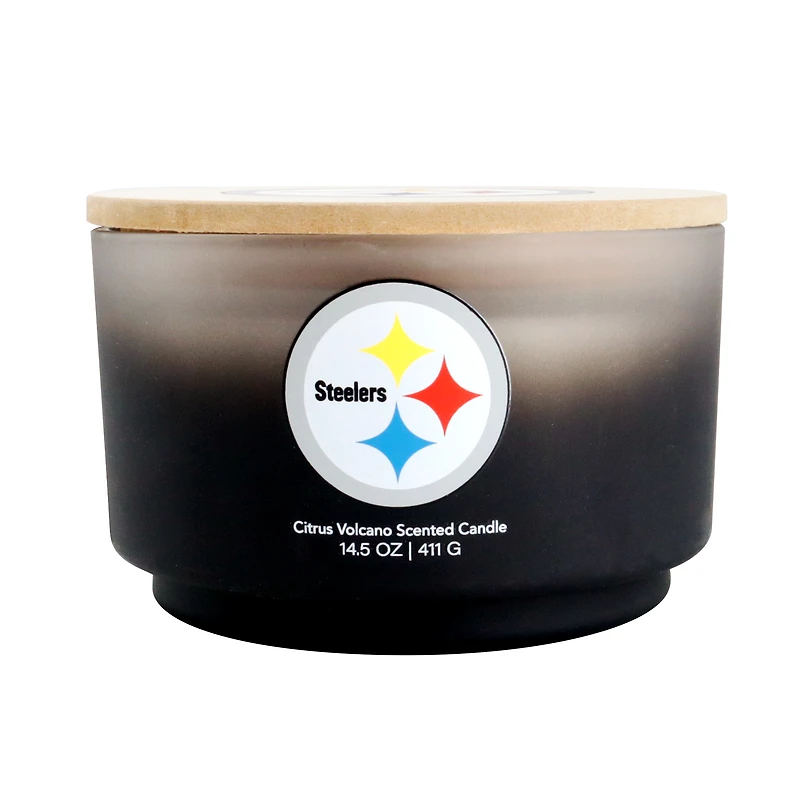 Pegasus Pittsburgh Steelers 14.5 oz. Glass Gradient Candle with Printed Wood Top